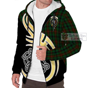 Tennant Tartan Sherpa Hoodie with Family Crest and Celtic Symbol Style