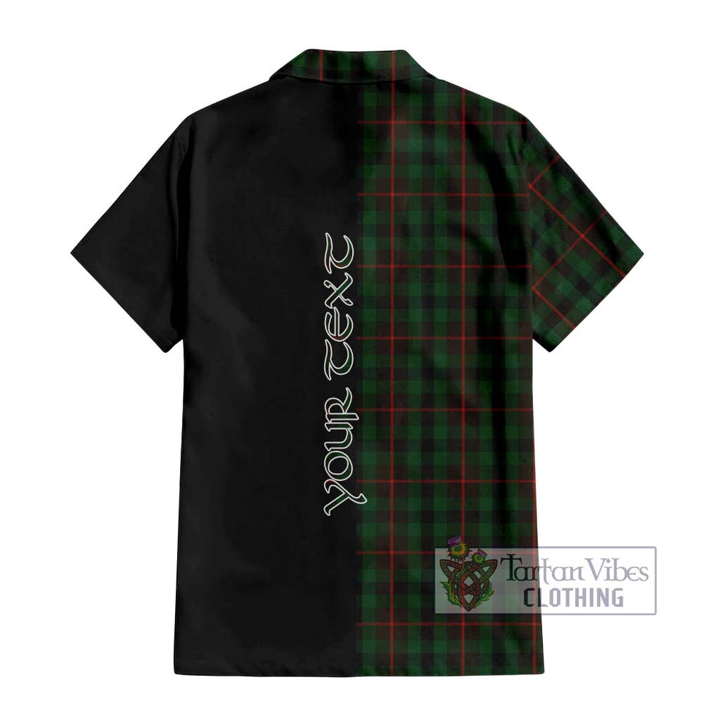 Tennant Tartan Short Sleeve Button Shirt with Family Crest and Half Of Me Style - Tartanvibesclothing Shop