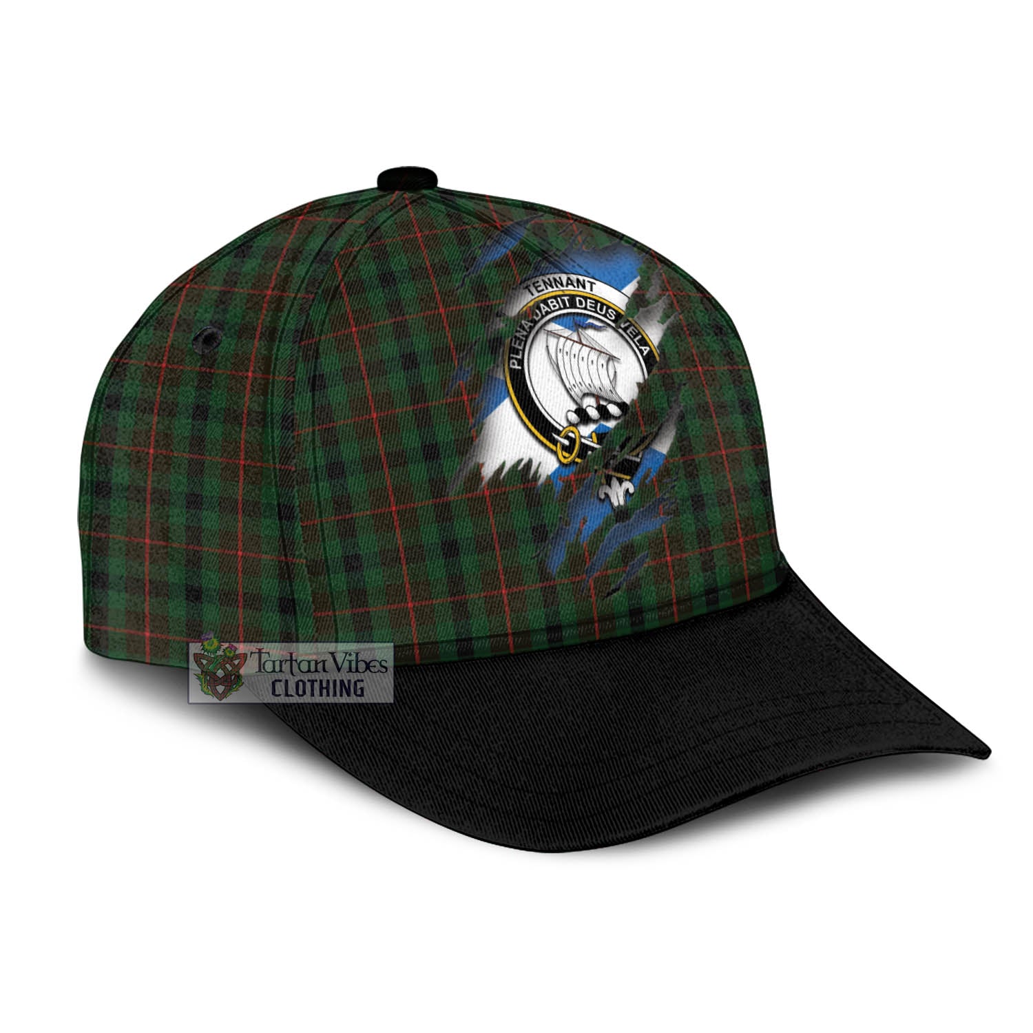 Tartan Vibes Clothing Tennant Tartan Classic Cap with Family Crest In Me Style