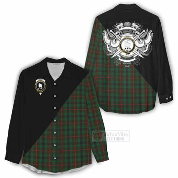 Tennant Tartan Women's Casual Shirt with Family Crest and Military Logo Style