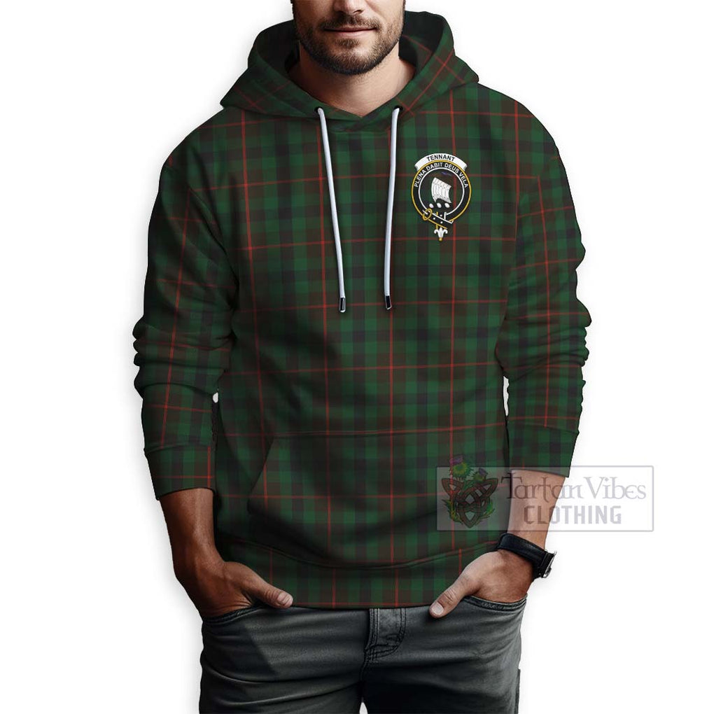 Tartan Vibes Clothing Tennant Tartan Hoodie with Family Crest Celtic Skull Style