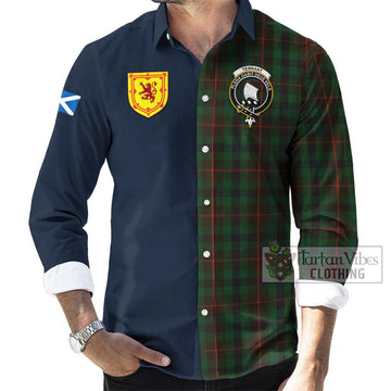 Tennant Tartan Long Sleeve Button Shirt Alba with Scottish Lion Royal Arm Half Style