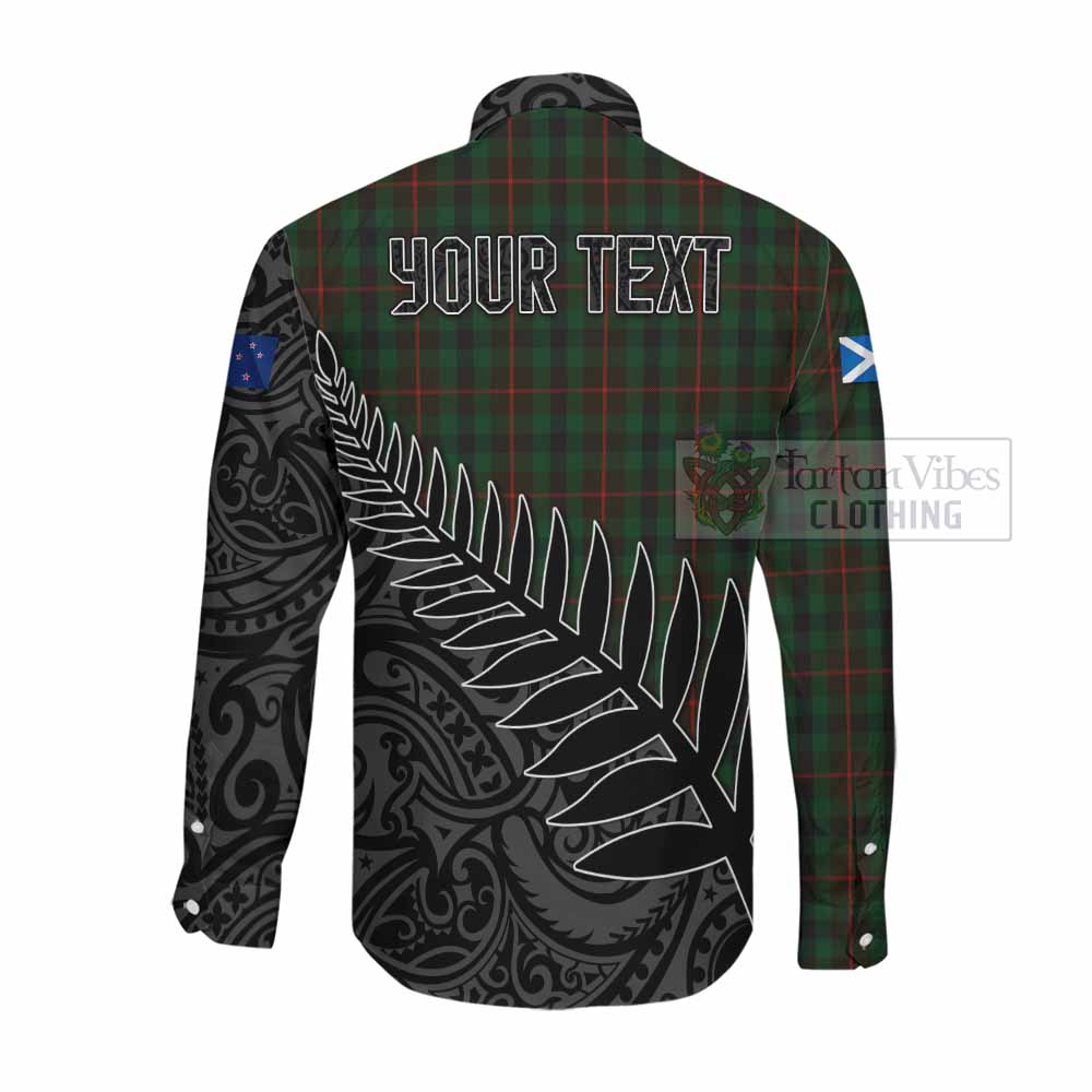 Tartan Vibes Clothing Tennant Crest Tartan Long Sleeve Button Shirt with New Zealand Silver Fern Half Style