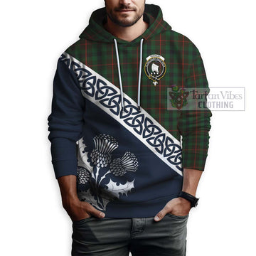 Tennant Tartan Hoodie Featuring Thistle and Scotland Map