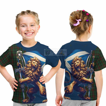 Tennant Tartan Family Crest Kid T-Shirt with Scottish Majestic Lion