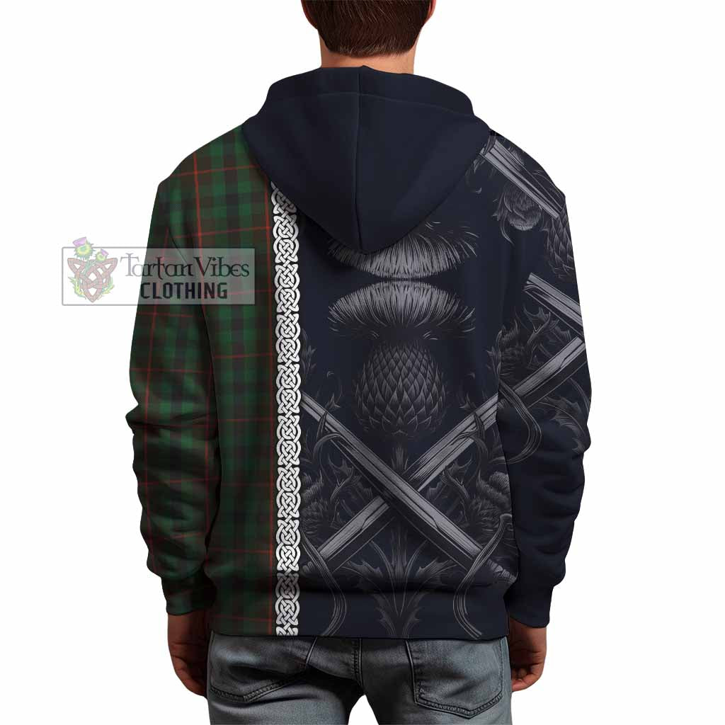 Tartan Vibes Clothing Tennant Tartan Hoodie with Family Crest Cross Sword Thistle Celtic Vibes