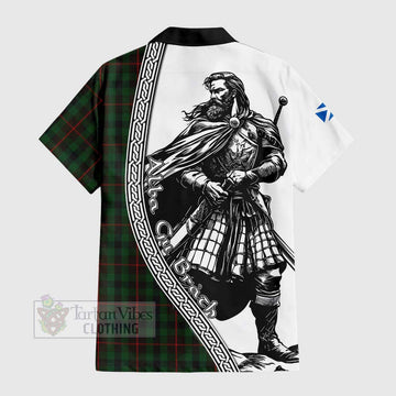 Tennant Tartan Clan Crest Short Sleeve Button Shirt with Highlander Warrior Celtic Style