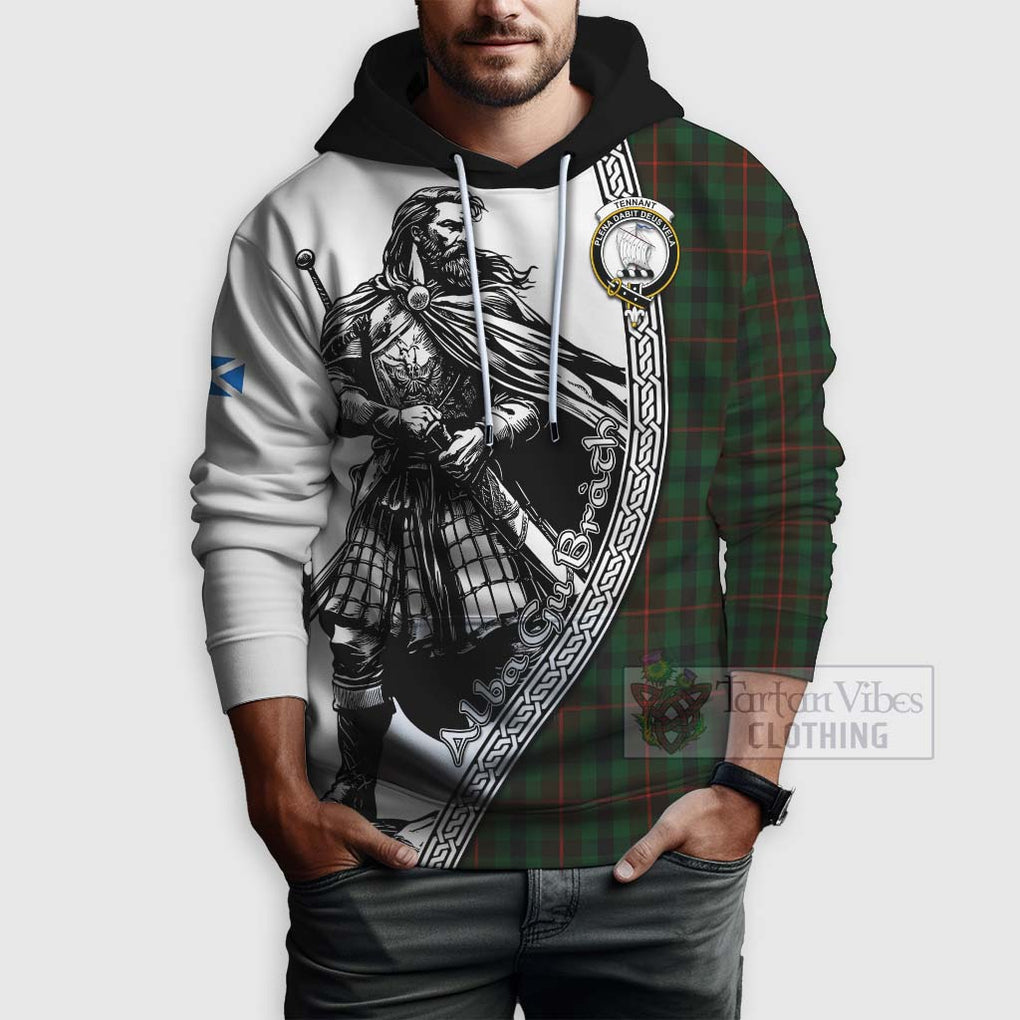 Tartan Vibes Clothing Tennant Tartan Clan Crest Hoodie with Highlander Warrior Celtic Style