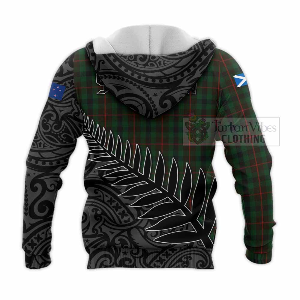 Tartan Vibes Clothing Tennant Crest Tartan Knitted Hoodie with New Zealand Silver Fern Half Style