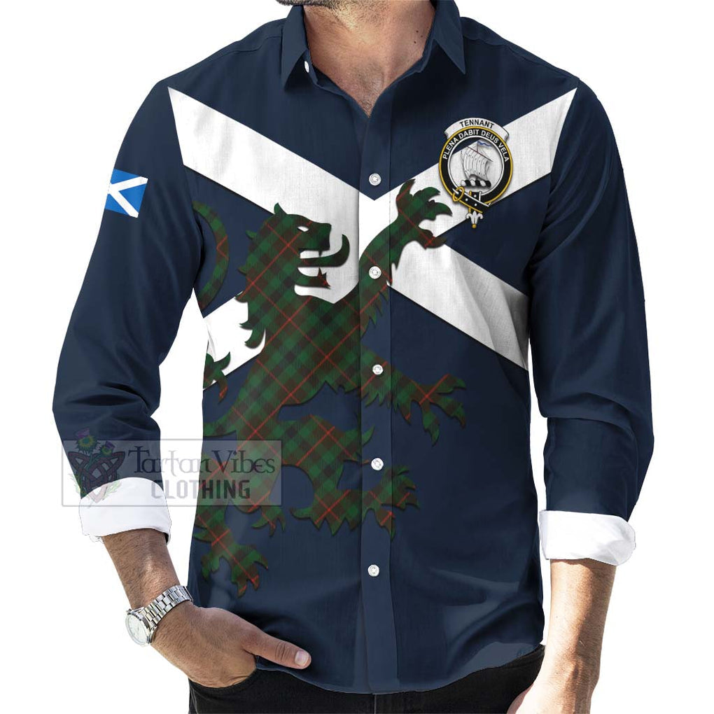 Tartan Vibes Clothing Tennant Tartan Lion Rampant Long Sleeve Button Shirt – Proudly Display Your Heritage with Alba Gu Brath and Clan Name