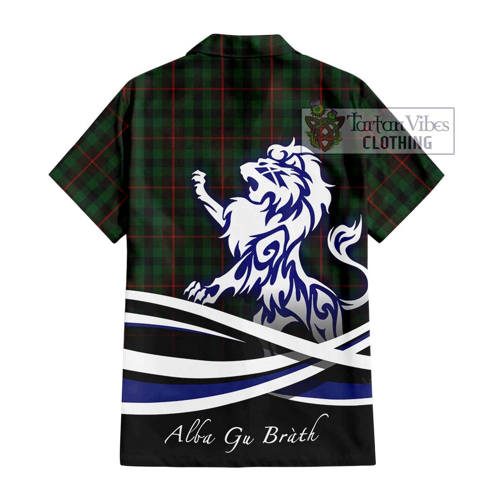 Tennant Tartan Short Sleeve Button Shirt with Alba Gu Brath Regal Lion Emblem - Tartanvibesclothing Shop