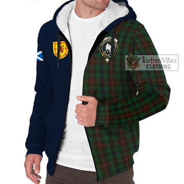 Tennant Tartan Sherpa Hoodie Alba with Scottish Lion Royal Arm Half Style