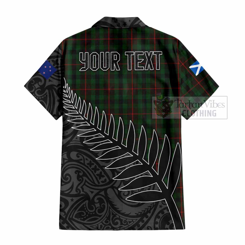 Tartan Vibes Clothing Tennant Crest Tartan Short Sleeve Button Shirt with New Zealand Silver Fern Half Style