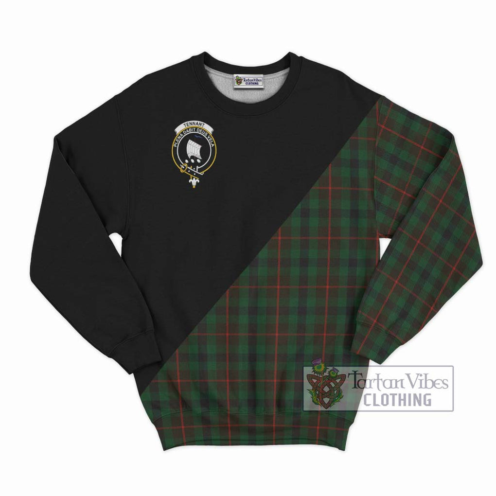 Tennant Tartan Sweatshirt with Family Crest and Military Logo Style - Tartanvibesclothing Shop