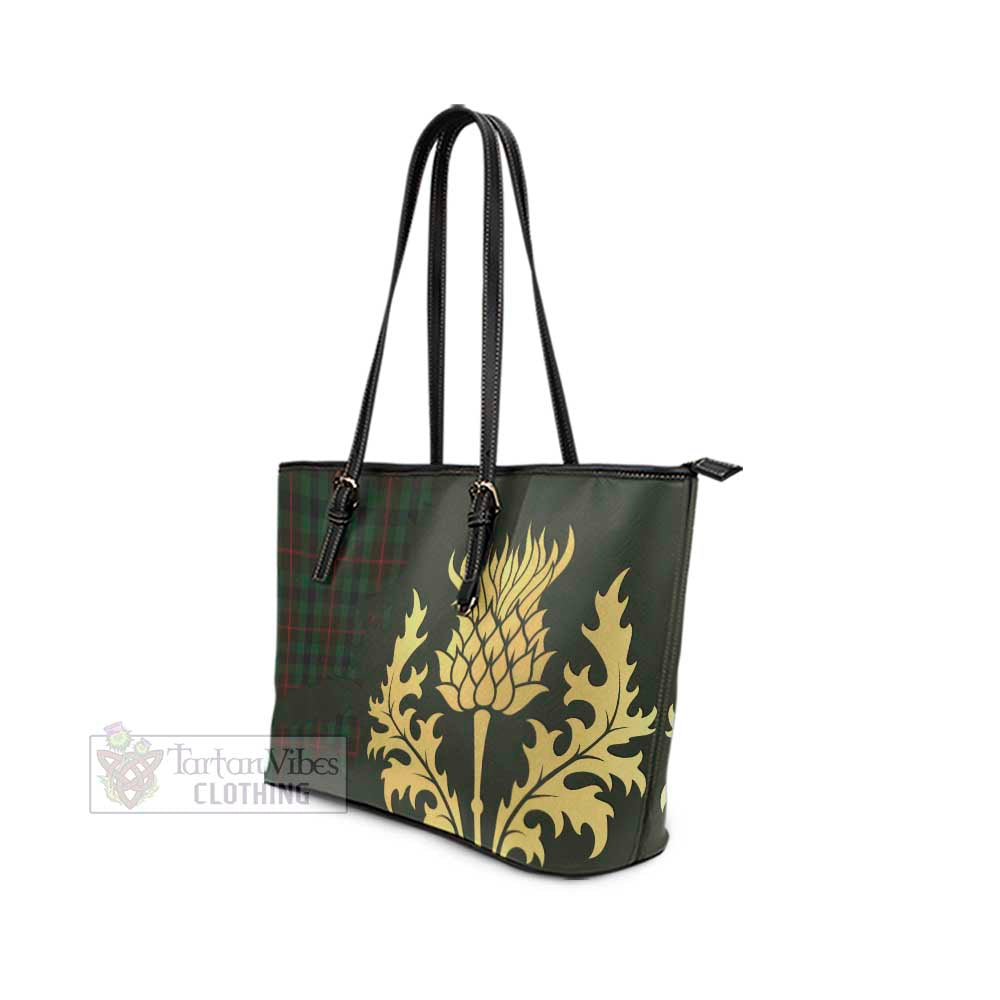 Tennant Tartan Leather Tote Bag Gold Thistle Style - Tartan Vibes Clothing
