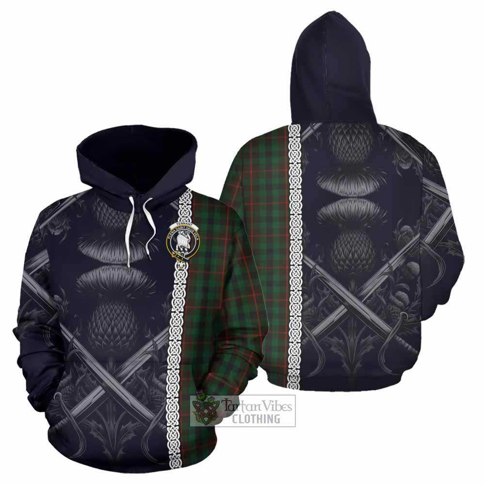 Tartan Vibes Clothing Tennant Tartan Hoodie with Family Crest Cross Sword Thistle Celtic Vibes