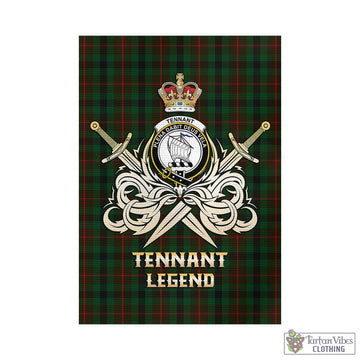 Tennant Tartan Garden Flag with Clan Crest and the Golden Sword of Courageous Legacy - Tartan Vibes Clothing