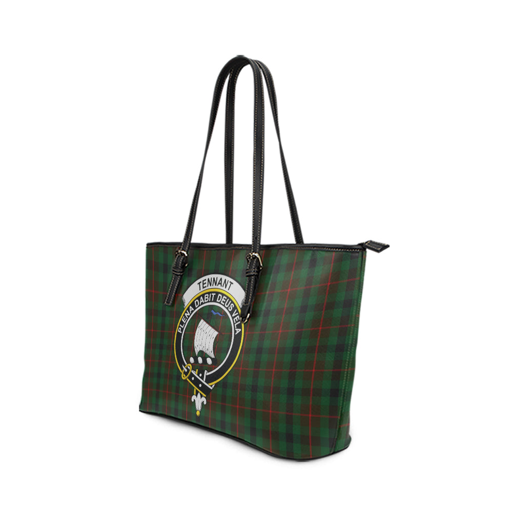 Tennant Tartan Leather Tote Bag with Family Crest - Tartan Vibes Clothing