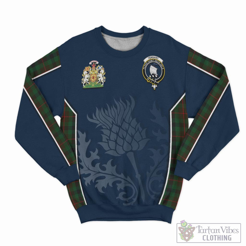 Tartan Vibes Clothing Tennant Tartan Sweatshirt with Family Crest and Scottish Thistle Vibes Sport Style