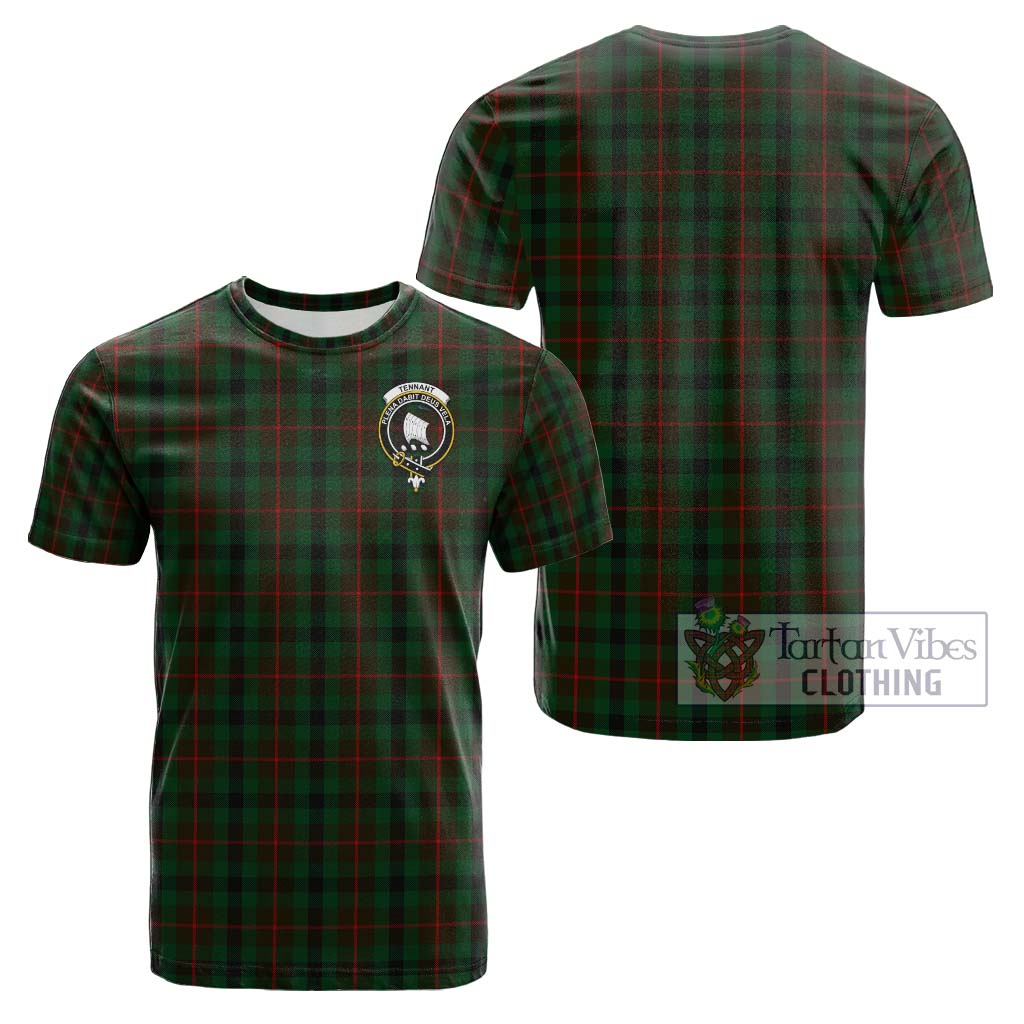 Tartan Vibes Clothing Tennant Tartan Cotton T-Shirt with Family Crest