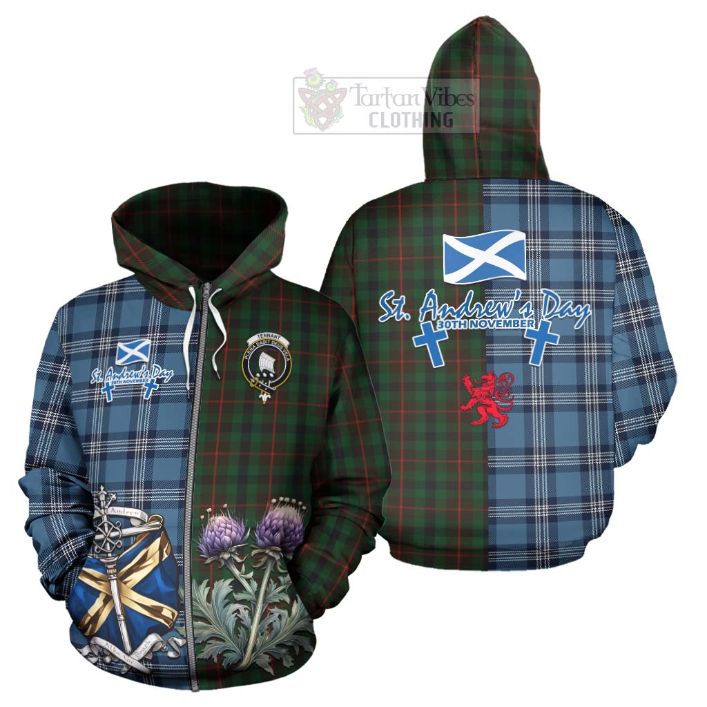 Tartan Vibes Clothing Tennant Tartan Hoodie Happy St. Andrew's Day Half Tartan Style