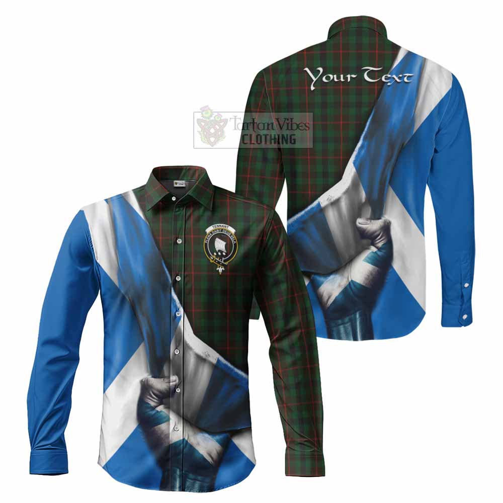 Tartan Vibes Clothing Tennant Tartan Long Sleeve Button Shirt with Family Crest Scotland Patriotic Style