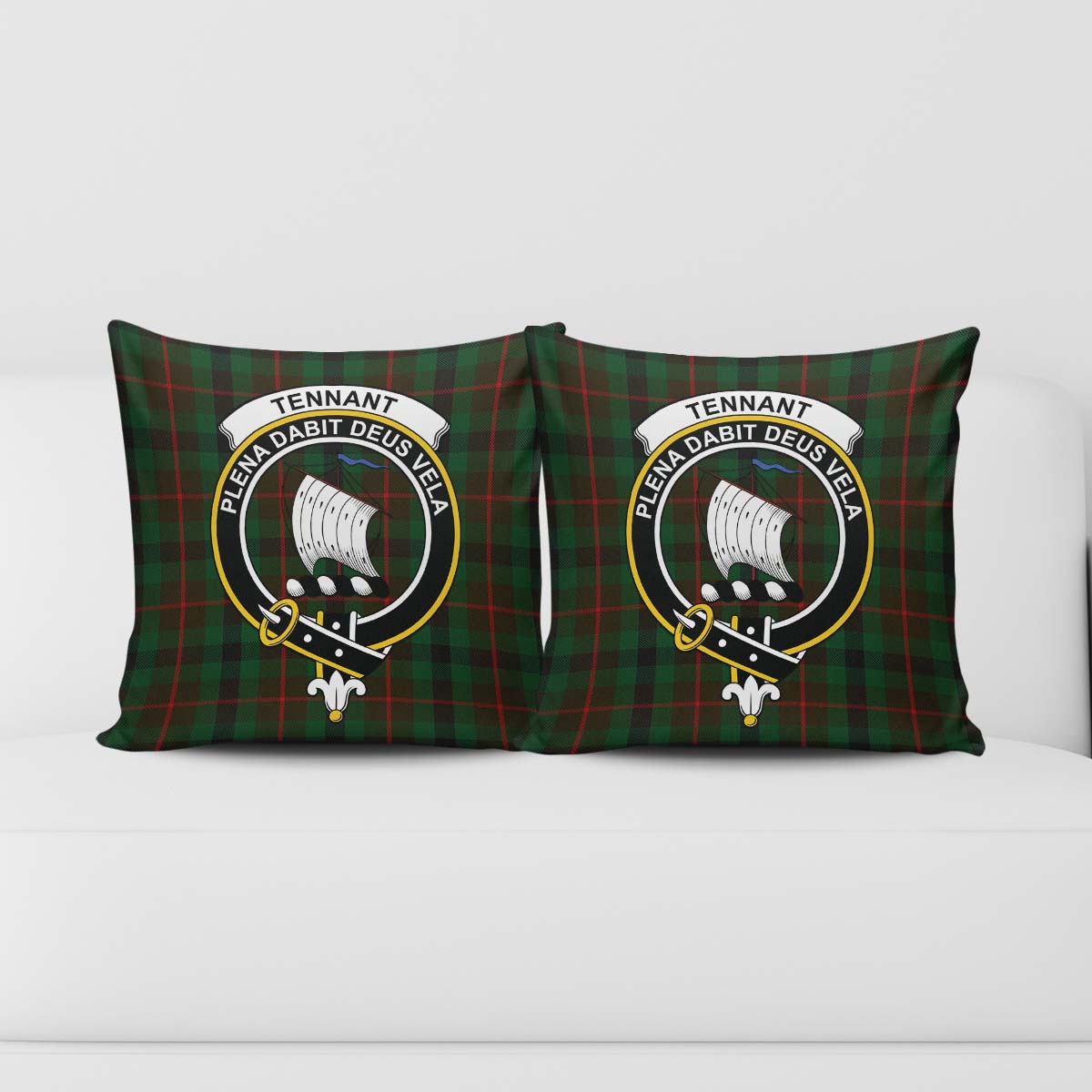 Tennant Tartan Pillow Cover with Family Crest - Tartanvibesclothing