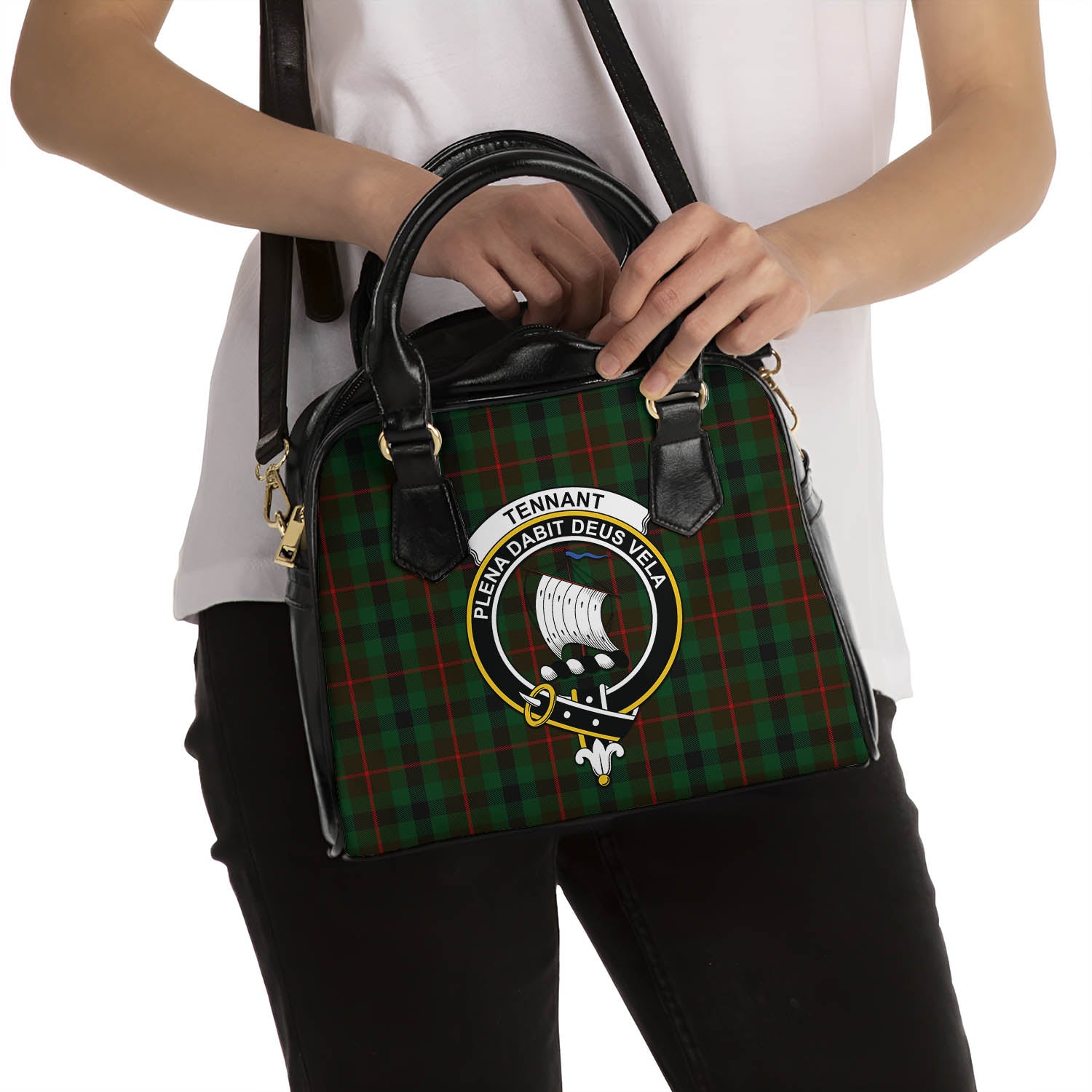 Tennant Tartan Shoulder Handbags with Family Crest - Tartanvibesclothing