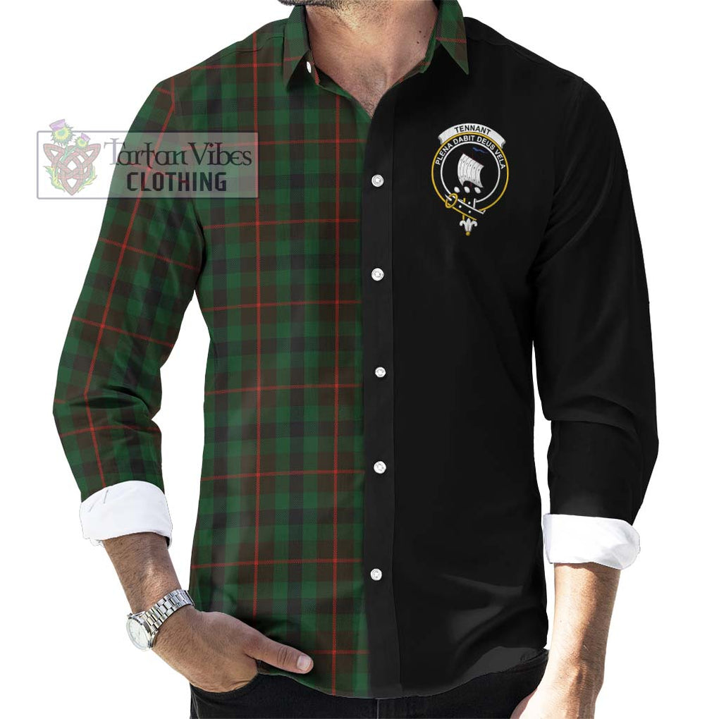 Tennant Tartan Long Sleeve Button Shirt with Family Crest and Half Of Me Style - Tartanvibesclothing Shop