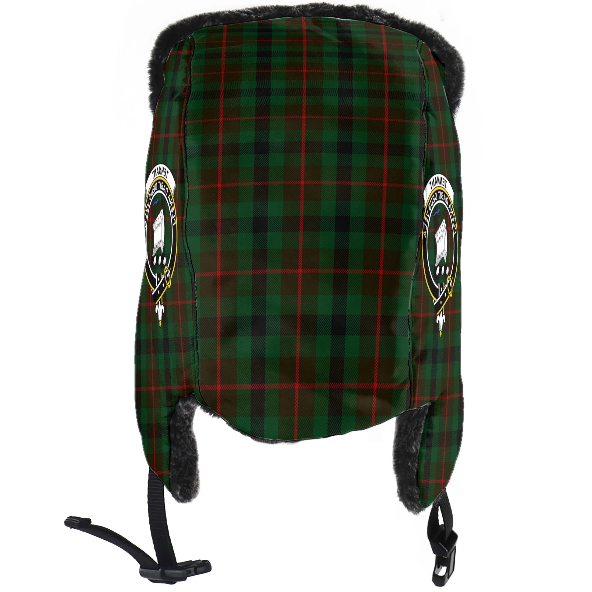 Tennant Tartan Winter Trapper Hat with Family Crest - Tartanvibesclothing