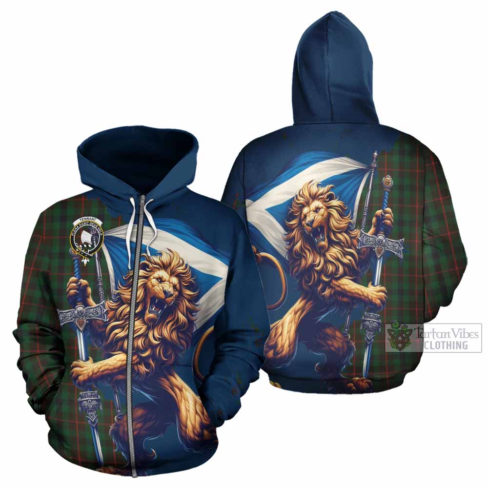 Tennant Tartan Family Crest Hoodie with Scottish Majestic Lion