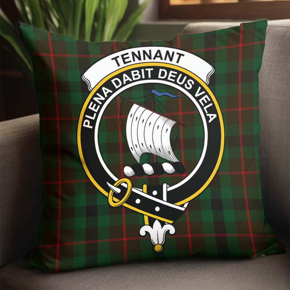 Tennant Tartan Pillow Cover with Family Crest - Tartanvibesclothing