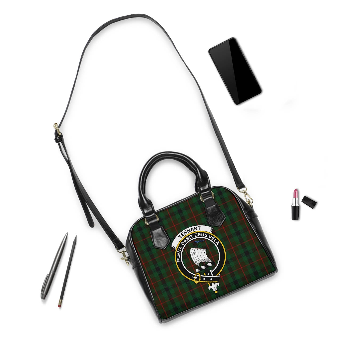 Tennant Tartan Shoulder Handbags with Family Crest - Tartanvibesclothing