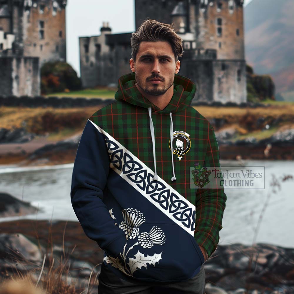 Tennant Tartan Cotton Hoodie Featuring Thistle and Scotland Map - Tartan Vibes Clothing