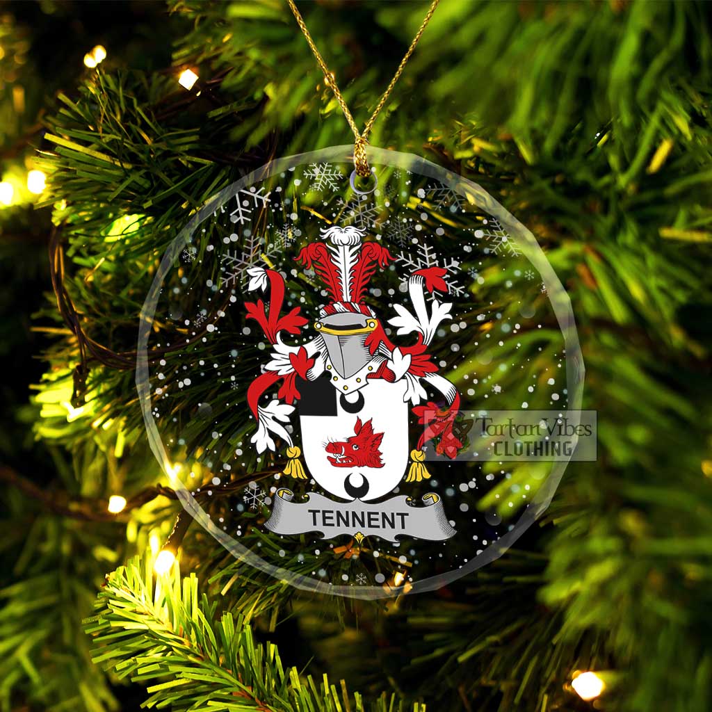 Tartan Vibes Clothing Tennent Irish Clan Christmas Glass Ornament with Coat of Arms