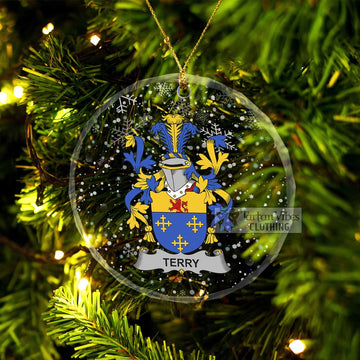 Terry Irish Clan Christmas Glass Ornament with Coat of Arms