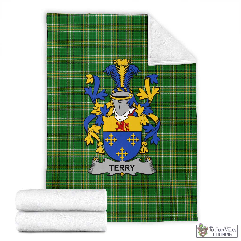 Tartan Vibes Clothing Terry Irish Clan Tartan Blanket with Coat of Arms