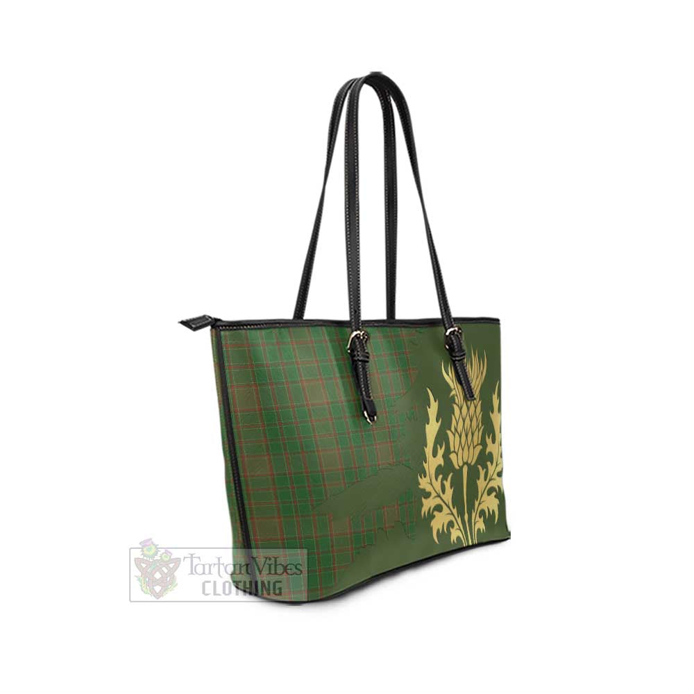 Terry Tartan Leather Tote Bag Gold Thistle Style - Tartan Vibes Clothing