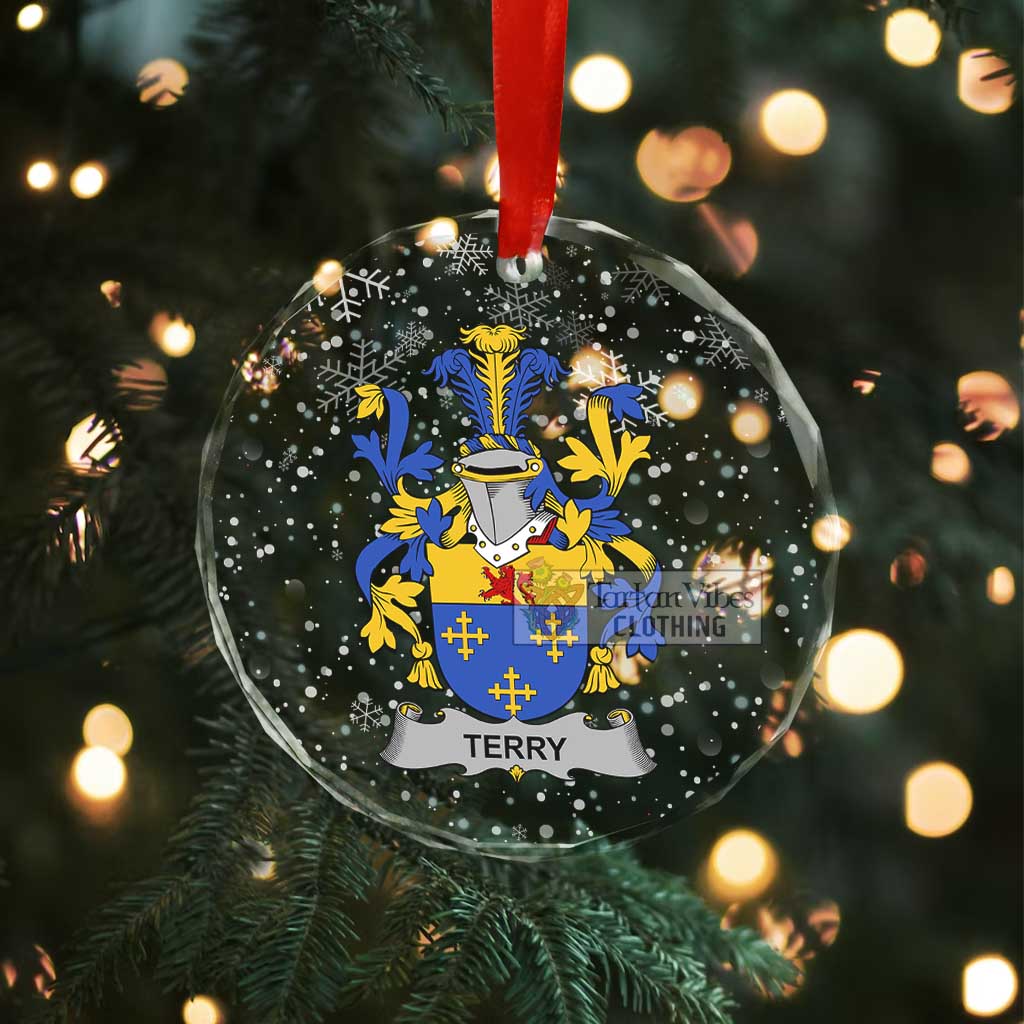 Tartan Vibes Clothing Terry Irish Clan Christmas Glass Ornament with Coat of Arms