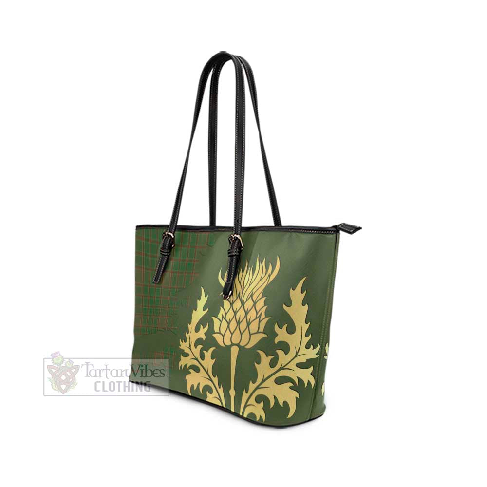 Terry Tartan Leather Tote Bag Gold Thistle Style - Tartan Vibes Clothing