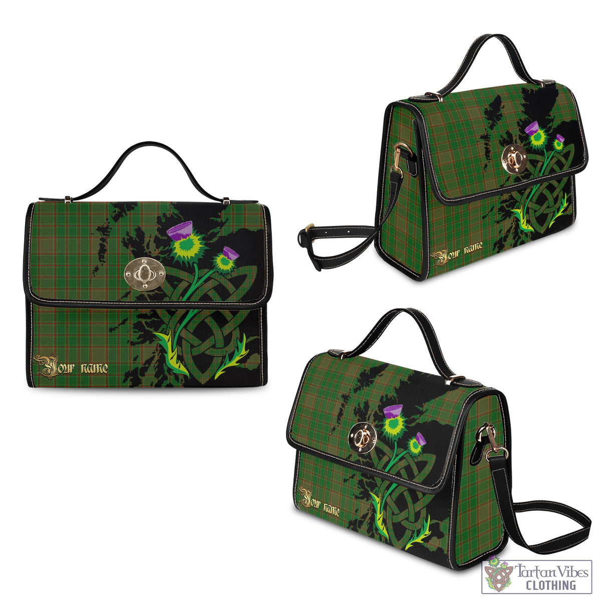 Terry Tartan Waterproof Canvas Bag with Scotland Map and Thistle Celtic Accents - Tartan Vibes Clothing