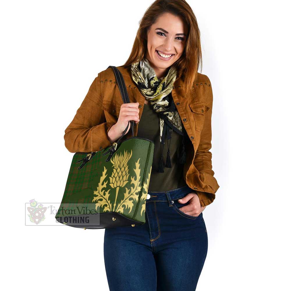 Terry Tartan Leather Tote Bag Gold Thistle Style - Tartan Vibes Clothing