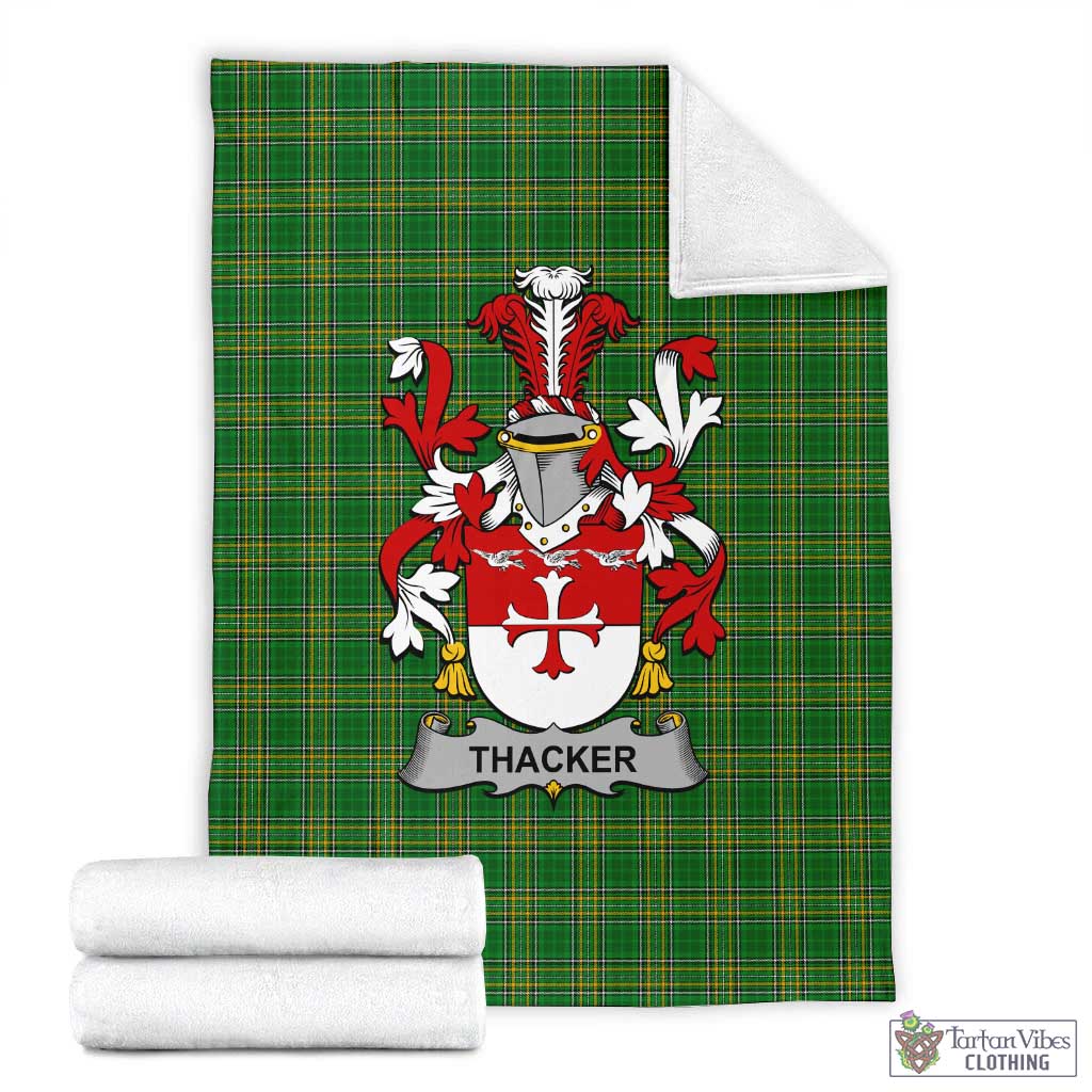 Thacker Irish Clan Tartan Blanket with Coat of Arms X-Large 59 x 79 inches 150 x 200 cm - Tartan Vibes Clothing