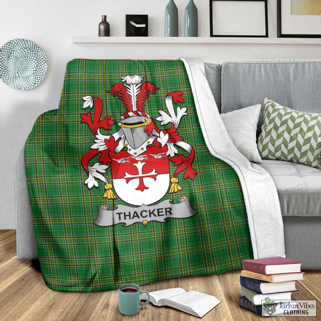Thacker Irish Clan Tartan Blanket with Coat of Arms - Tartan Vibes Clothing