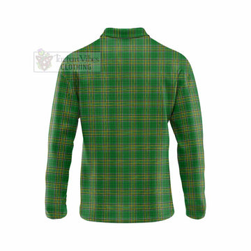 Thacker Irish Clan Tartan Long Sleeve Polo Shirt with Coat of Arms - Tartan Vibes Clothing