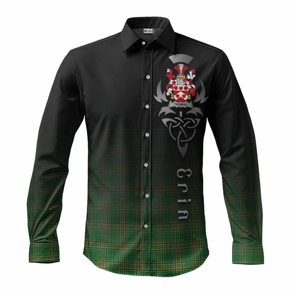 Thomas Irish Clan Long Sleeve Button Shirt with Coat of Arms Erin Go Bragh Celtic Inspired Men's Shirt S - Tartan Vibes Clothing