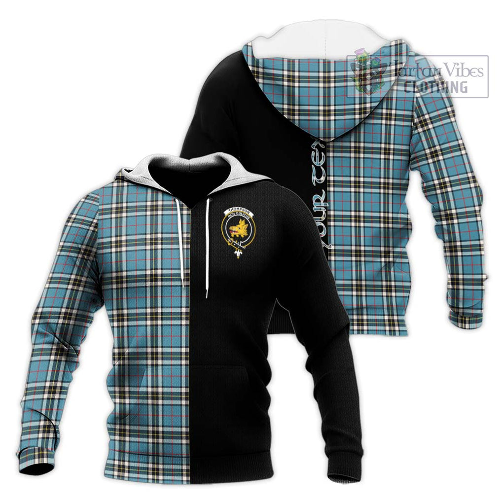 Thompson Tartan Knitted Hoodie with Family Crest and Half Of Me Style Unisex Knitted Pullover Hoodie - Tartanvibesclothing Shop