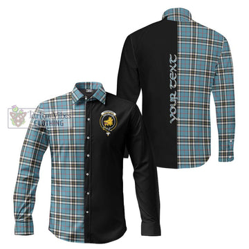Thompson Tartan Long Sleeve Button Shirt with Family Crest and Half Of Me Style Men's Shirt S - Tartan Vibes Clothing