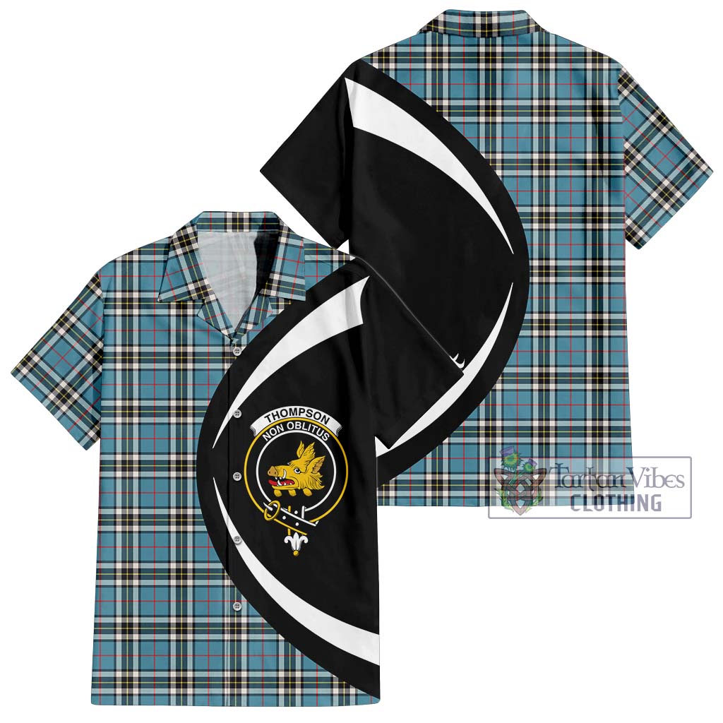 Tartan Vibes Clothing Thompson Tartan Short Sleeve Button Up with Family Crest Circle Style