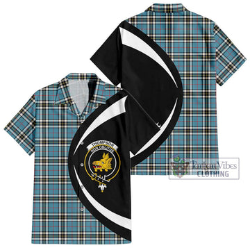 Thompson Tartan Short Sleeve Button Up with Family Crest Circle Style